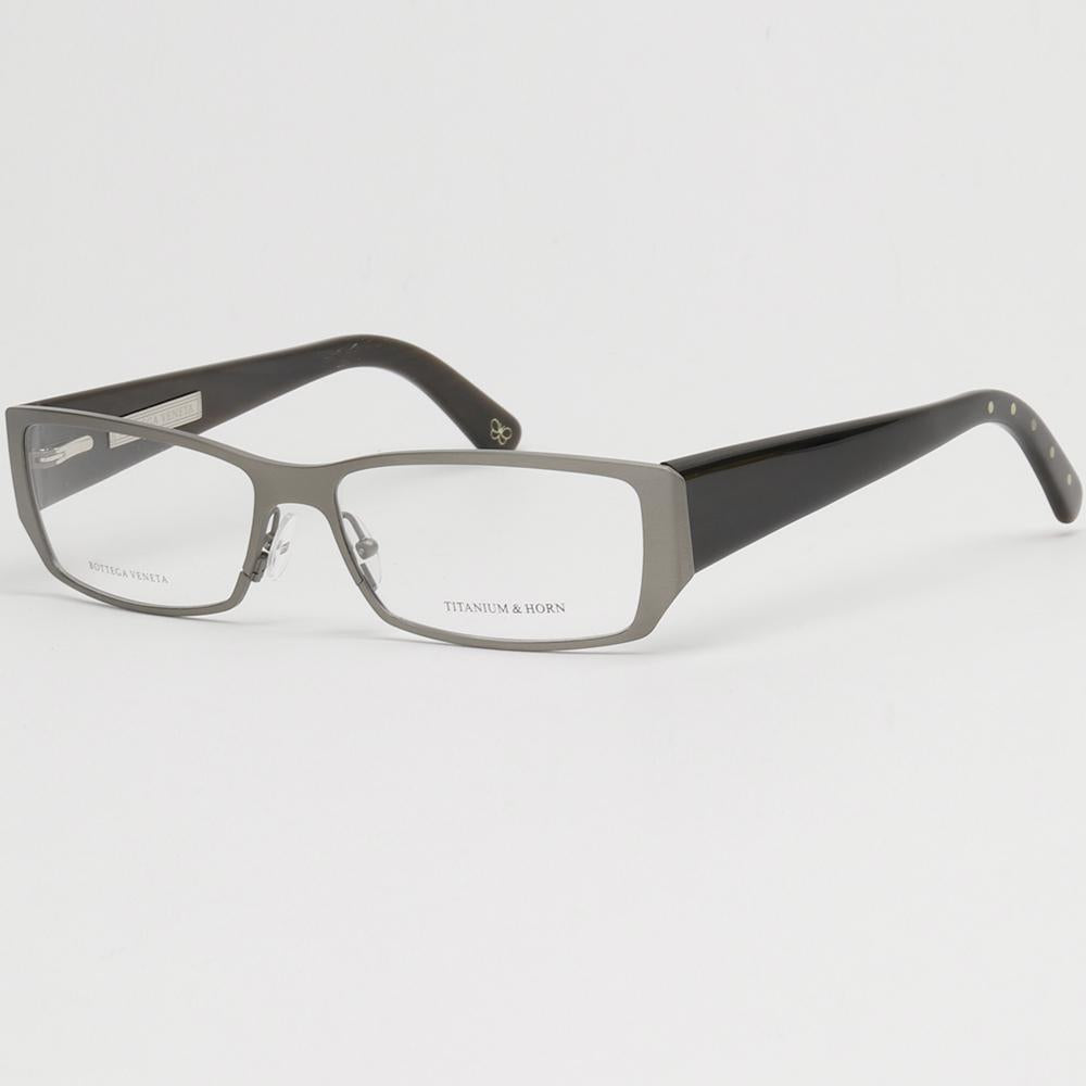 Bottega Veneta Titanium Square Eyeglass Frames Buffalo Horn Unisex BV83 E20