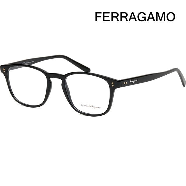Ferragamo Black Rectangle Acetate Eyeglass Frames Unisex SF2913 001