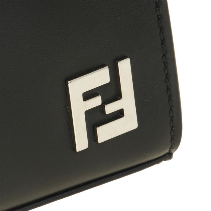 FENDI FF Logo Square Leather Clutch Bag Black