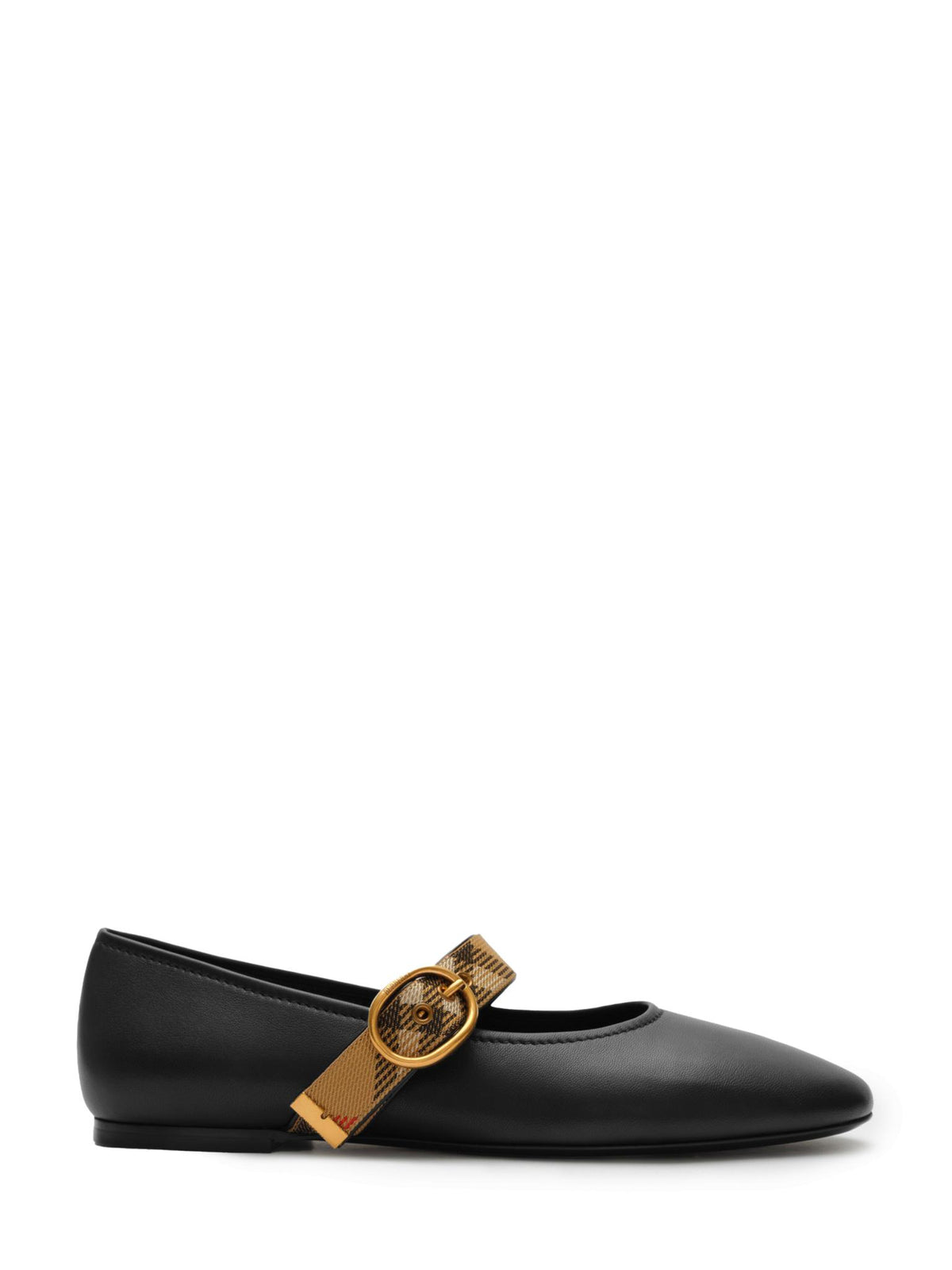 BURBERRY Black Leather Flat Shoes