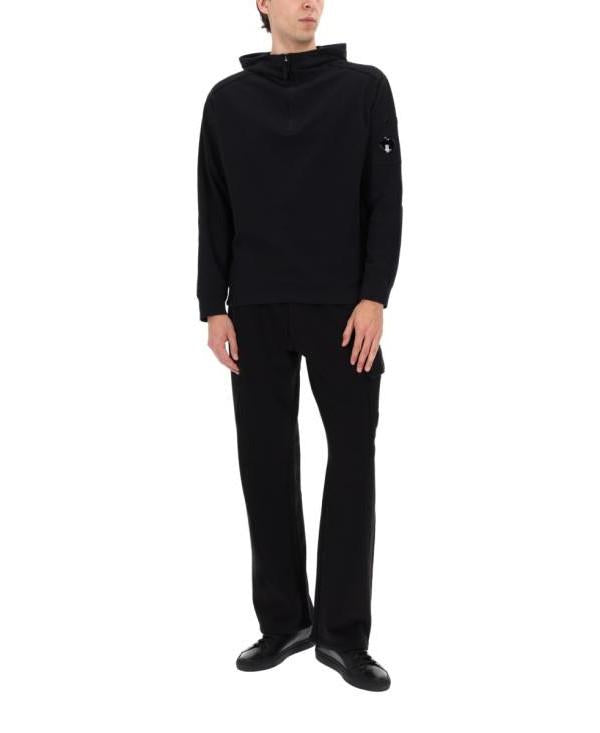 CP Company Diagonal Raised Fleece Cargo Sweatpants Black Men
