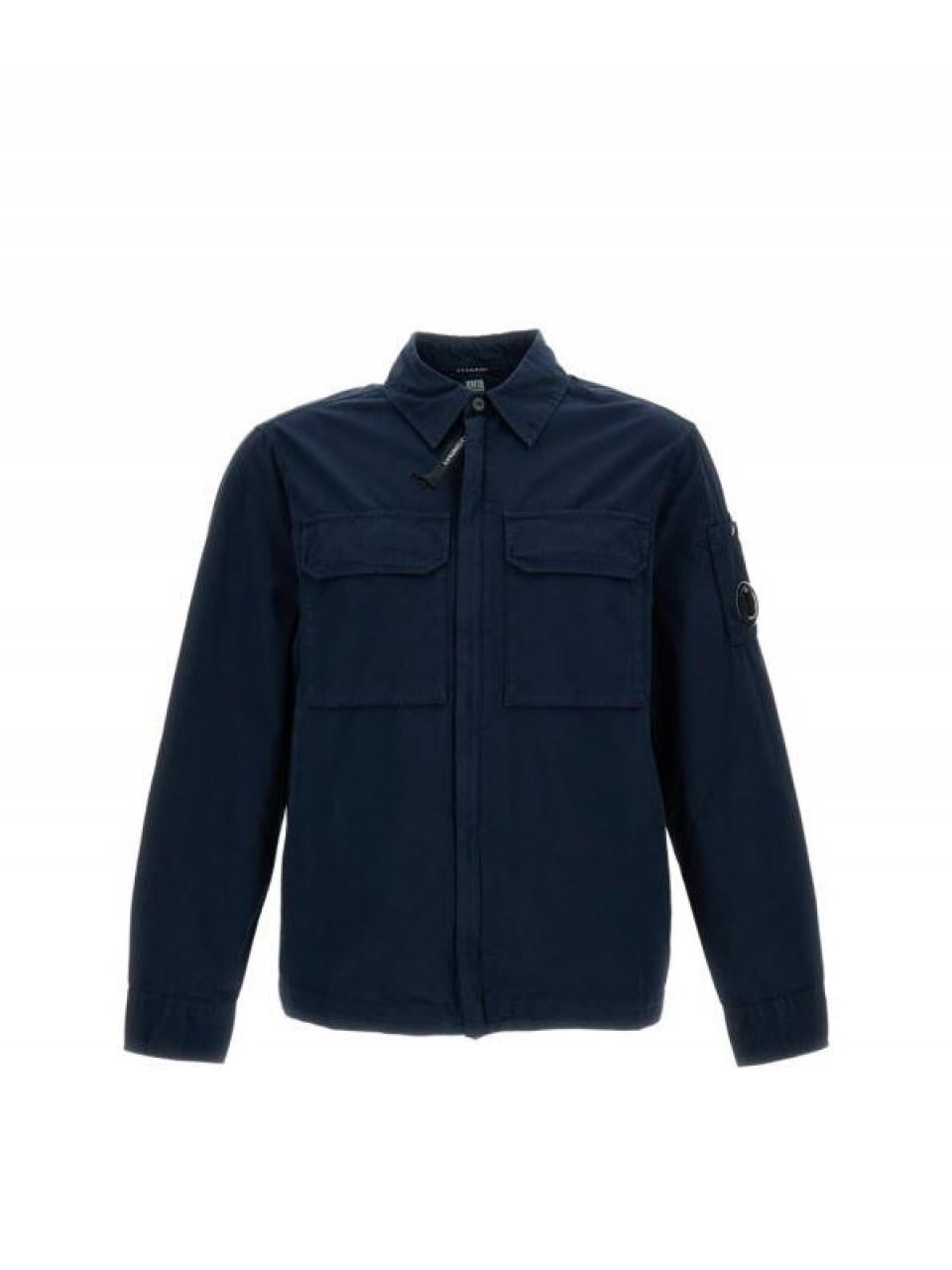 CP Company Gabardine Zip Lens Overshirt Organic Cotton Long Sleeve