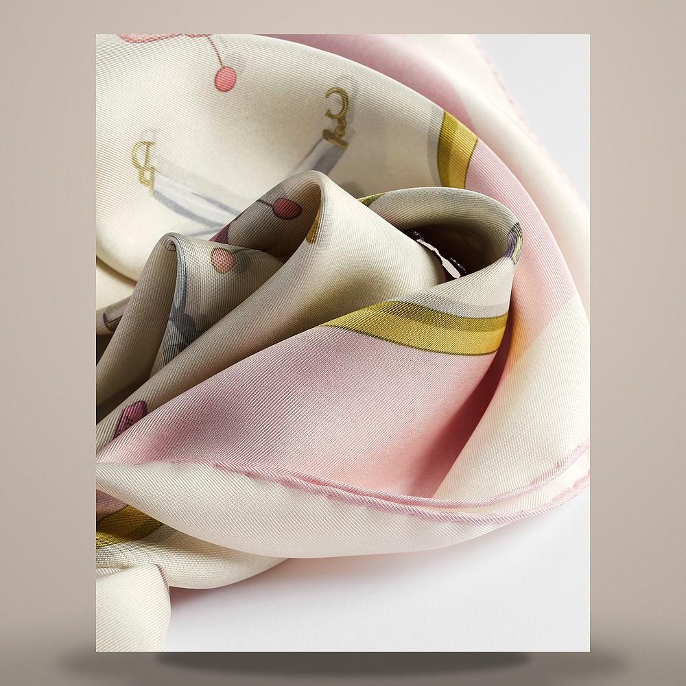 DIOR Delicate Bow 90 Square Silk Twill Scarf Pink Multi Color 62TC090S6048C419