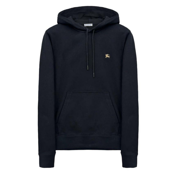 BURBERRY Black Drawstring Back Logo Hoodie Unisex Cotton
