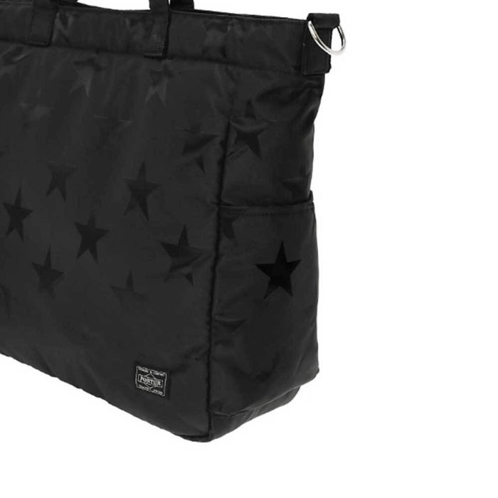 PORTER Flag Tote Bag Black Canvas 867 17101
