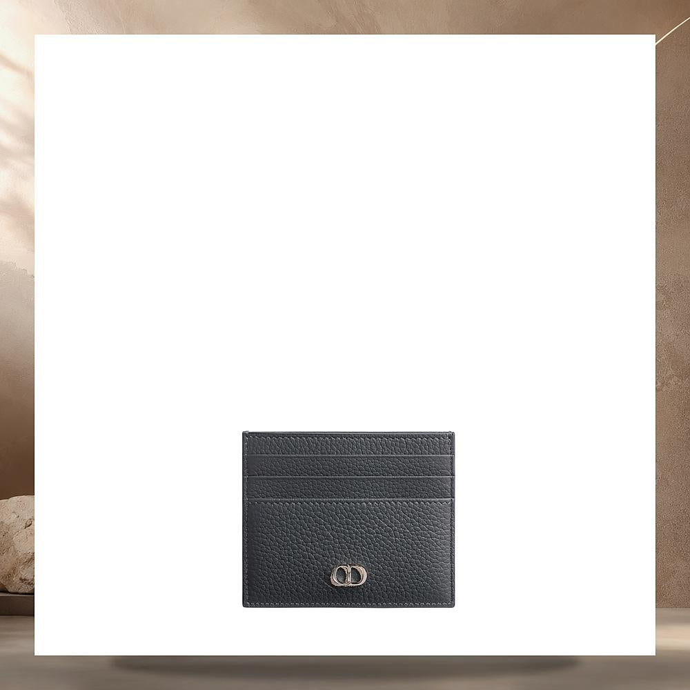 DIOR Grey Grained Calfskin CD Icon Card Holder Wallet 2ICCH206IDC H08G