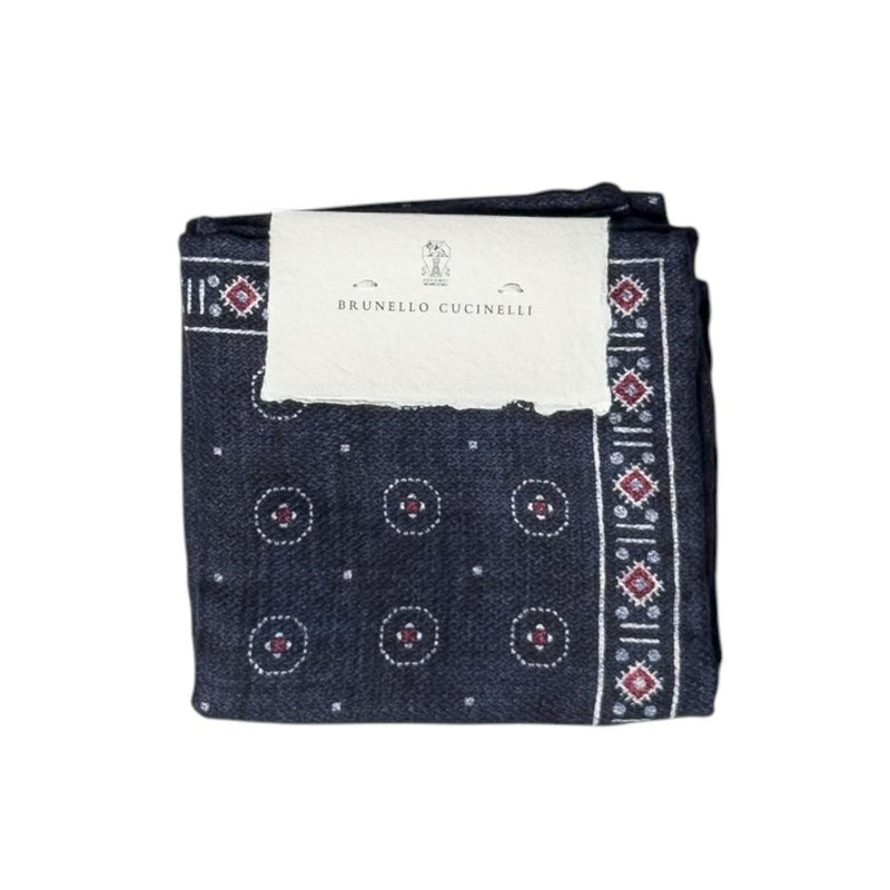 Brunello Cucinelli Square Pattern Silk Pocket Square Scarf