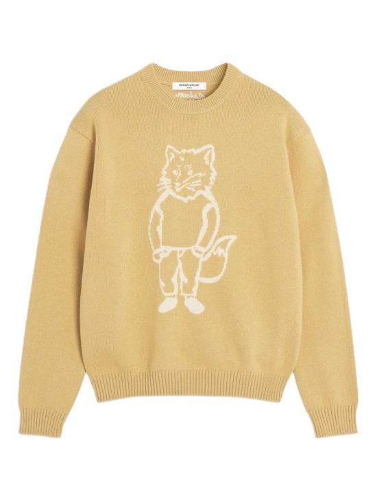 Maison Kitsune Cork Brown Wool Round Neck Sweater Men