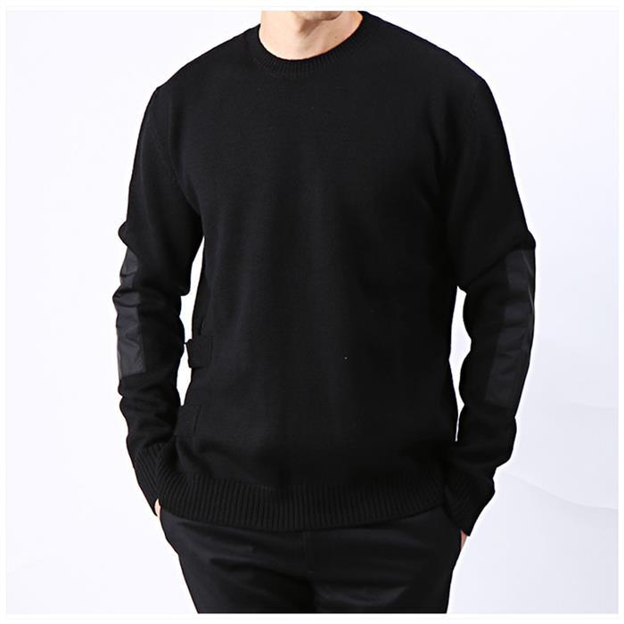 Les Hommes Side Line Cutout Crewneck Knit Sweater Black