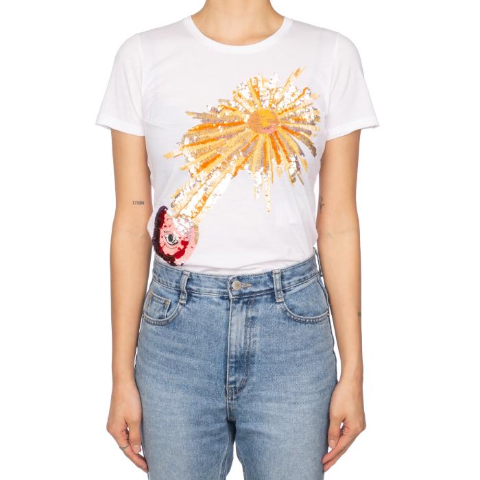 Alexander Mcqueen Sequin Floral Print Short Sleeve T-Shirt Women’s Black