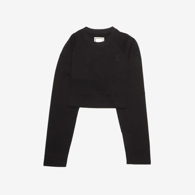 WOOYOUNGMI Black Cropped Long Sleeve T-Shirt Women M241TS18 720B