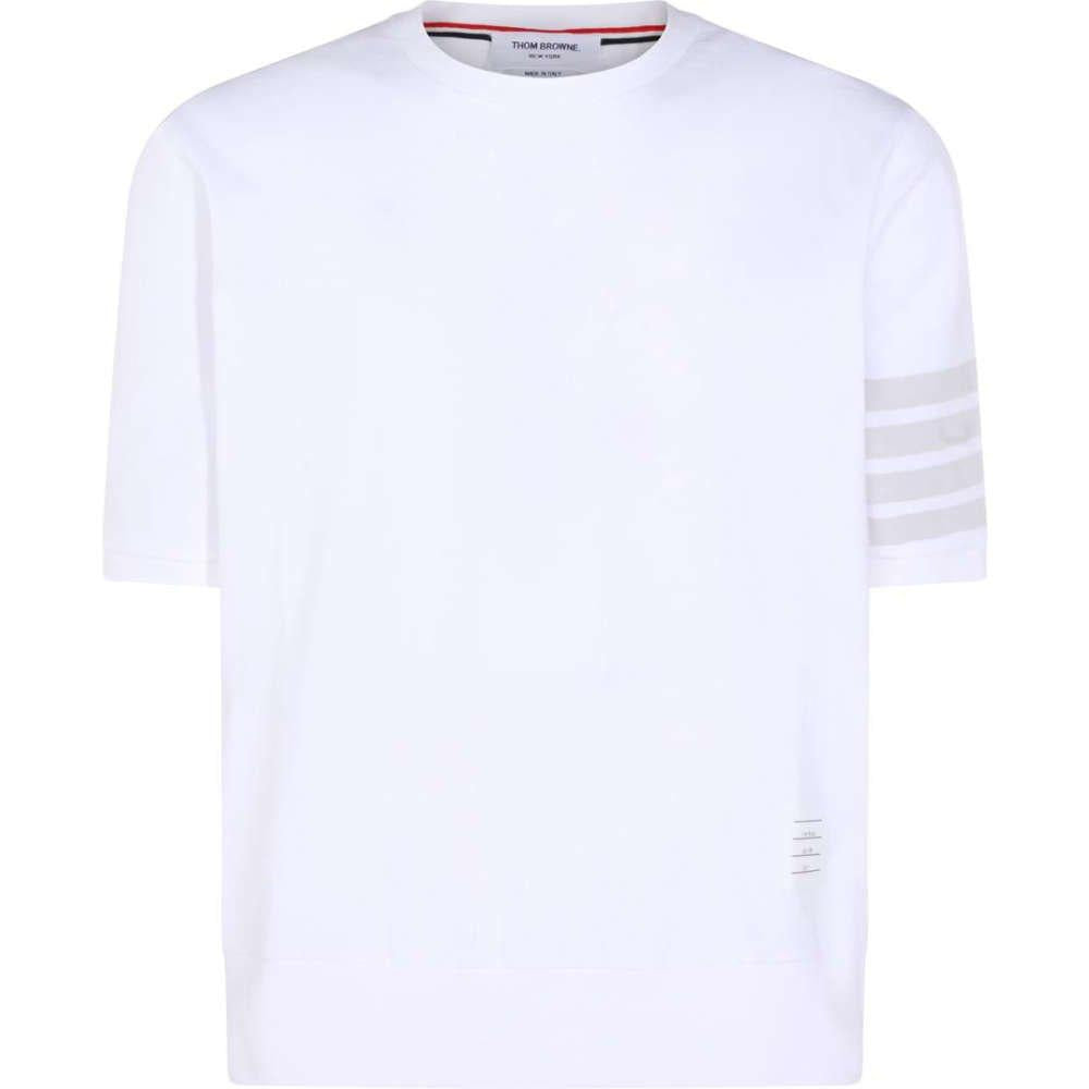 THOM BROWNE Diagonal Logo White Short-Sleeve T-Shirt Unisex