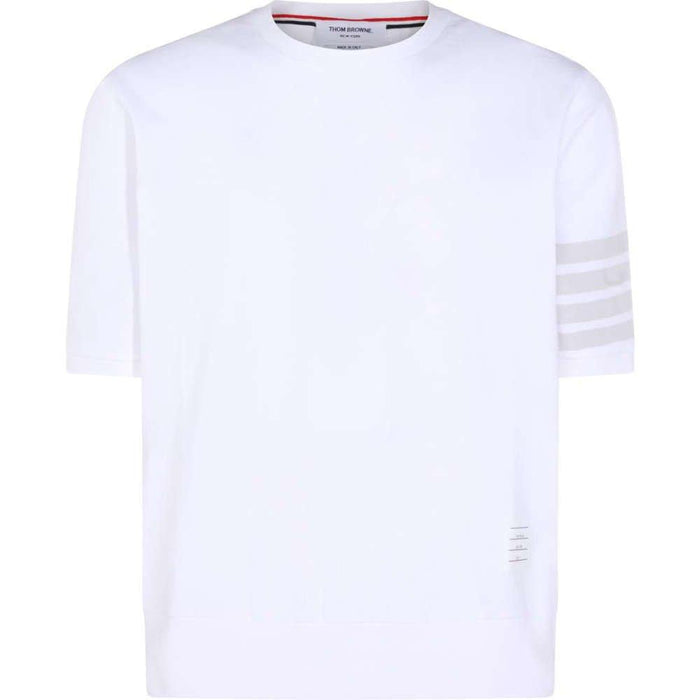 THOM BROWNE Diagonal Logo White Short-Sleeve T-Shirt Unisex