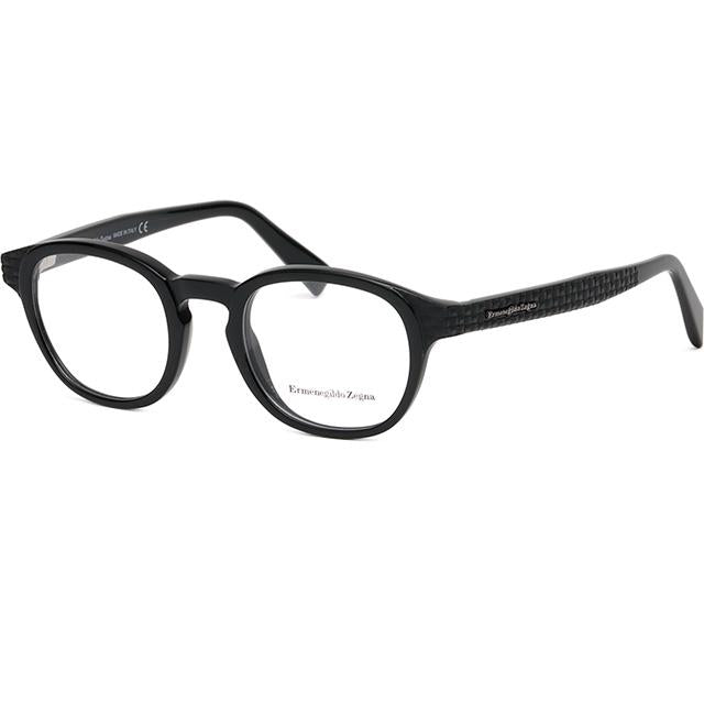Zegna Black Acetate Rectangular Eyeglass Frames Unisex