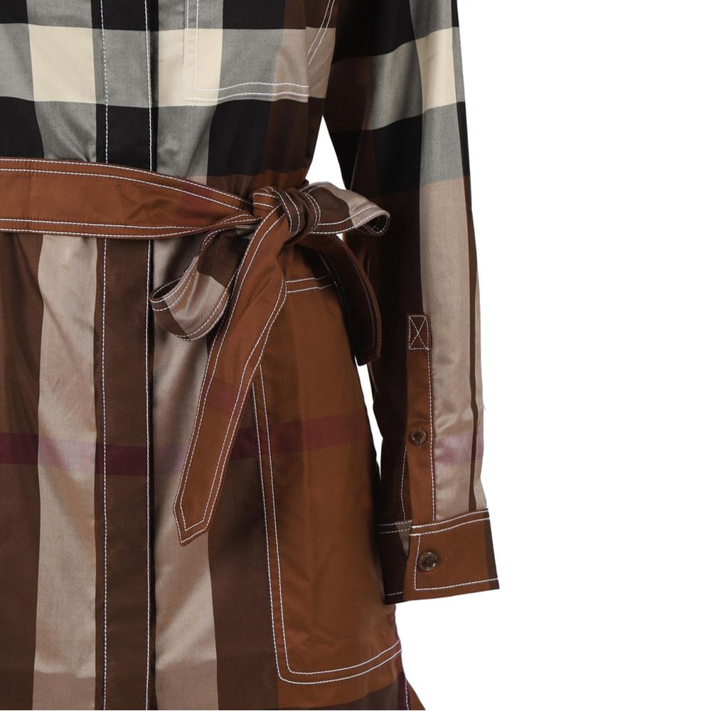 BURBERRY Vintage Check Shirt Midi Dress Dark Birch Brown