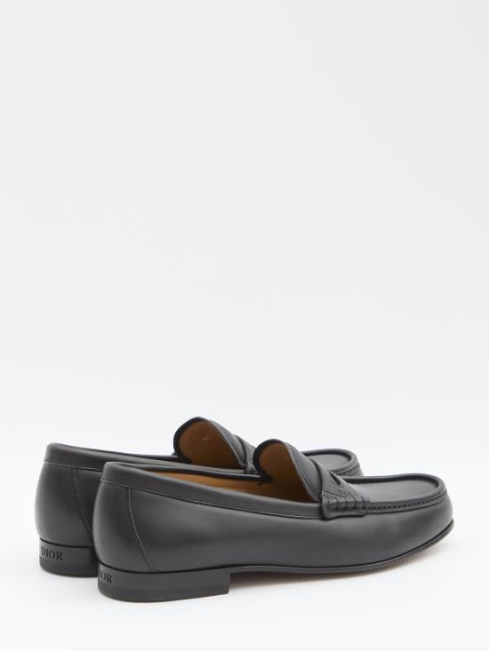 DIOR Black Leather Loafers for Men 3LO168ZAS900 BLACK DOM
