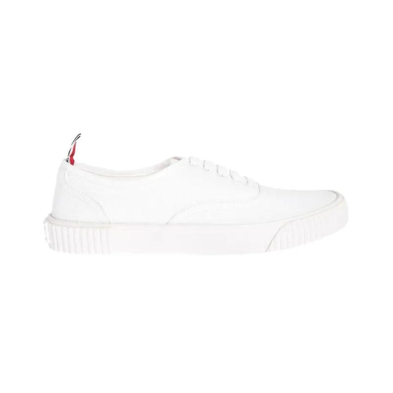 THOM BROWNE Heritage Canvas White Low-Top Men's Sneakers