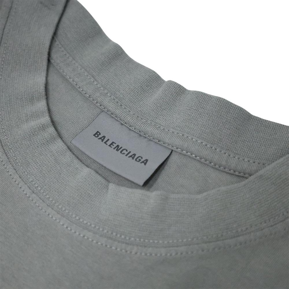 BALENCIAGA Logo Short Sleeve T-Shirt for Men Gray Cotton