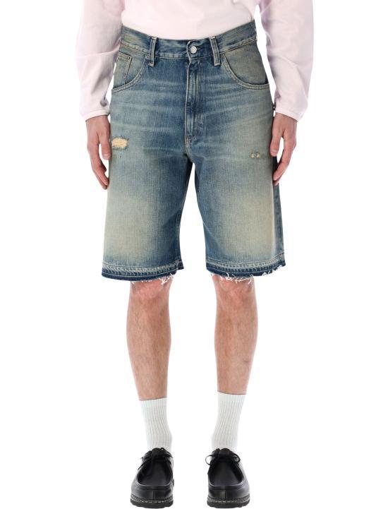 SUNFLOWER Washed Deep Black Garment Dyed Denim Shorts