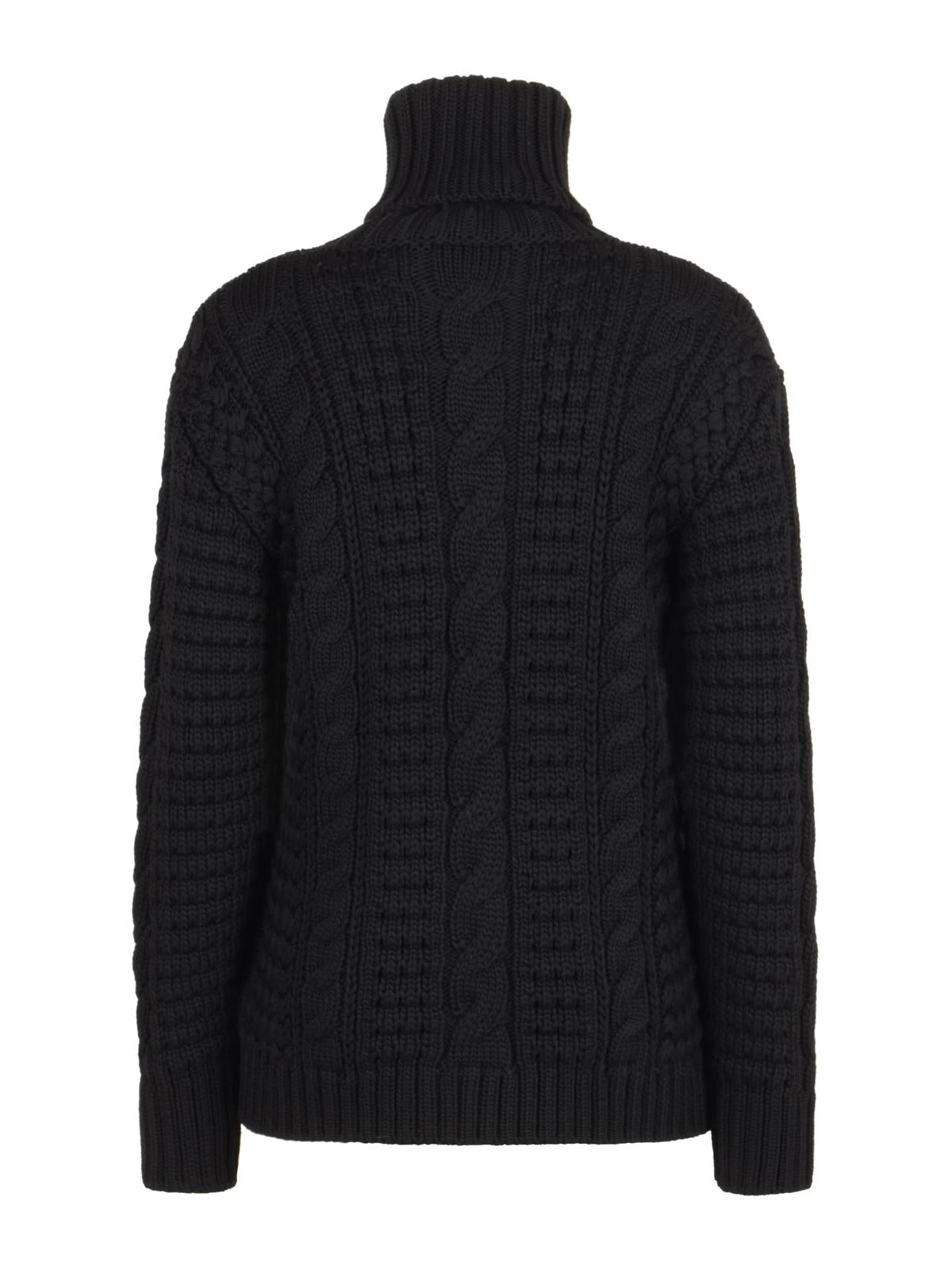 Moncler Black Wool Zip-Up Turtleneck Sweater
