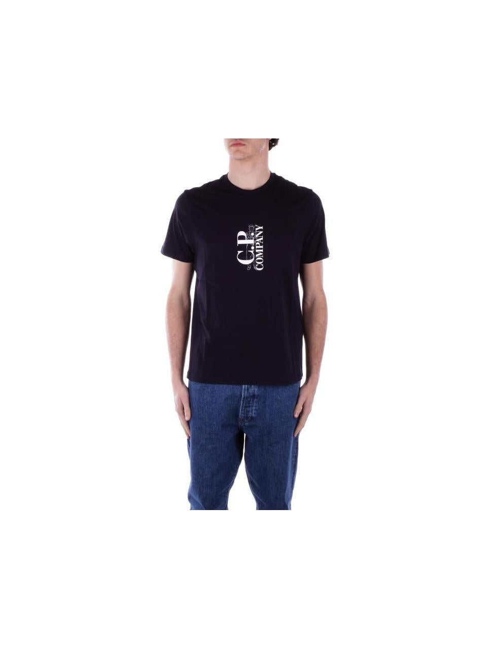 CP Company Jersey Vertical Logo T-Shirt Navy Men’s