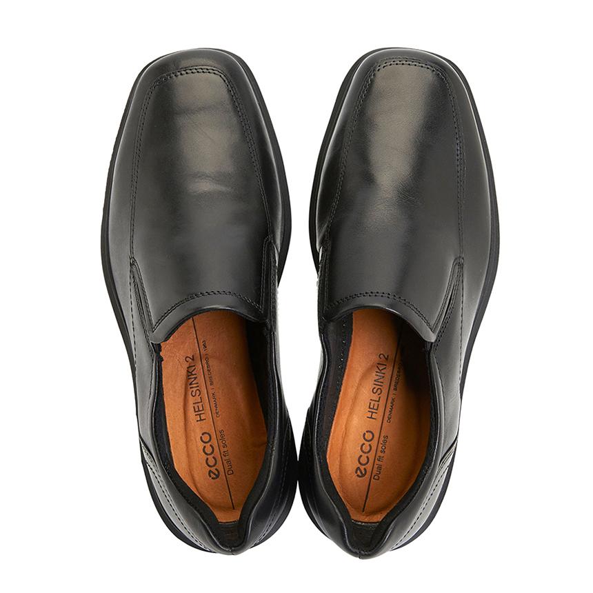 ecco Helsinki 2 Black Leather Slip-On Loafers for Men