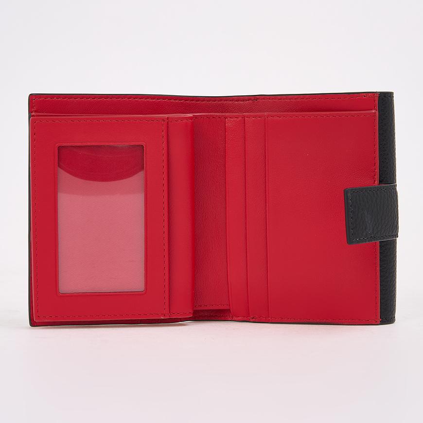 Ferragamo Gancini Compact Bifold Wallet Black Red Women’s Leather