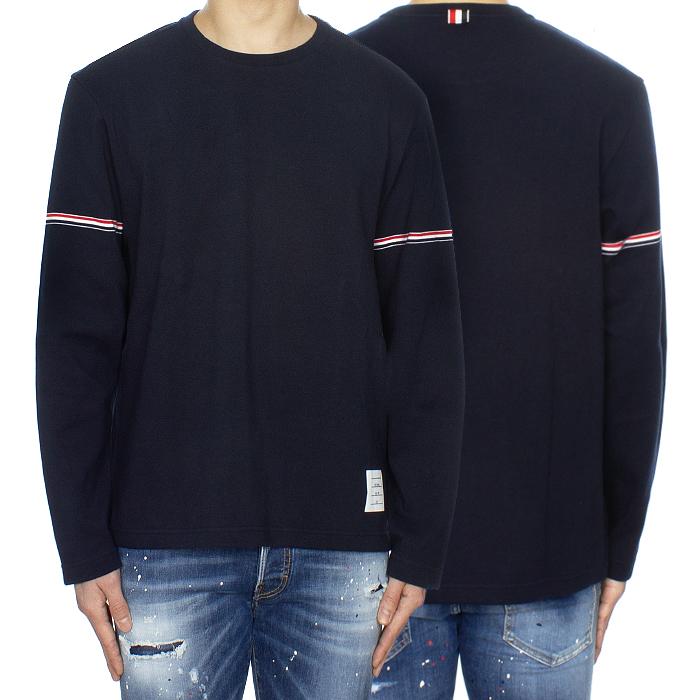THOM BROWNE Cotton Rugby Long Sleeve T-Shirt Navy