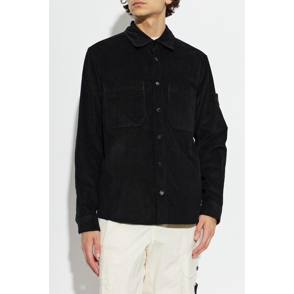 STONE ISLAND Cotton Corduroy Overshirt Men’s Long Sleeve Shirt Black