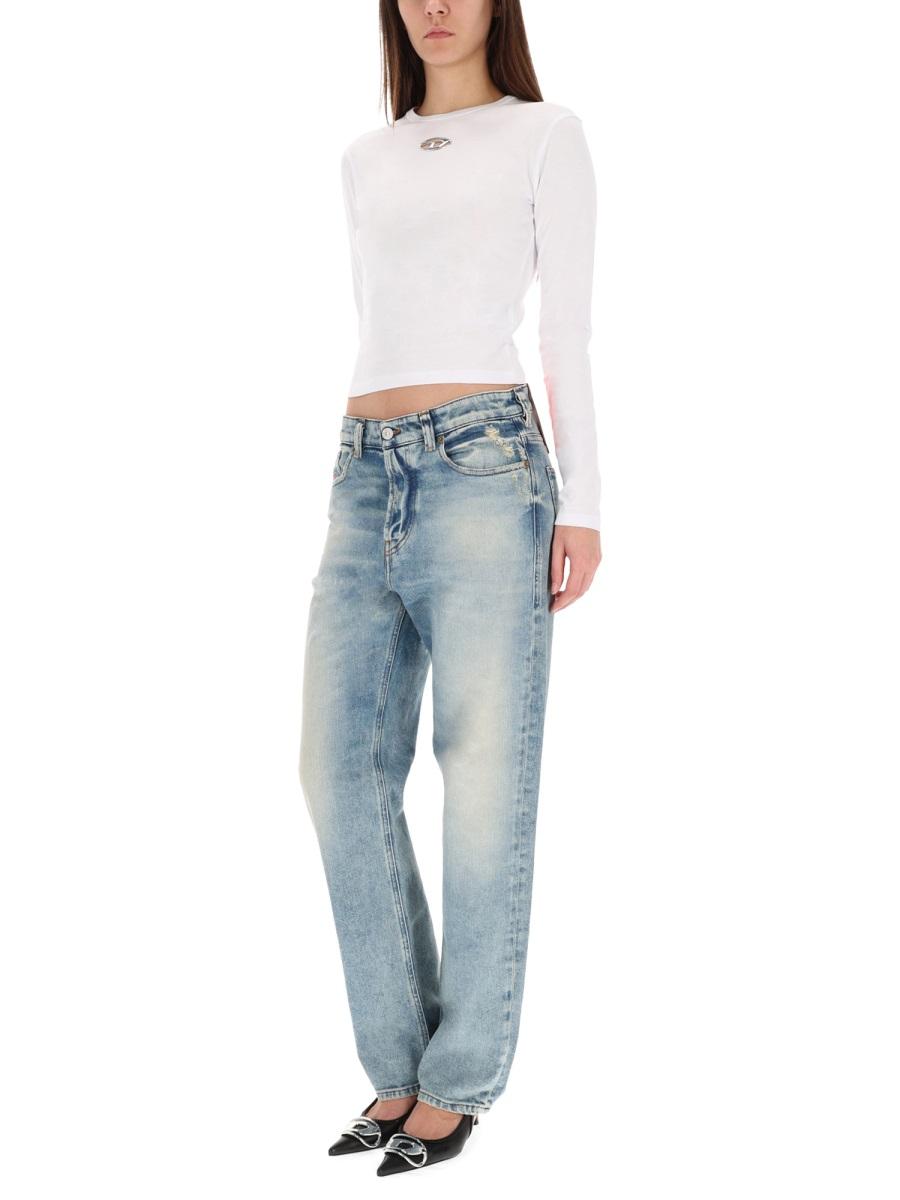 DIESEL Blue Mid-Rise Straight Leg Denim Jeans for Women