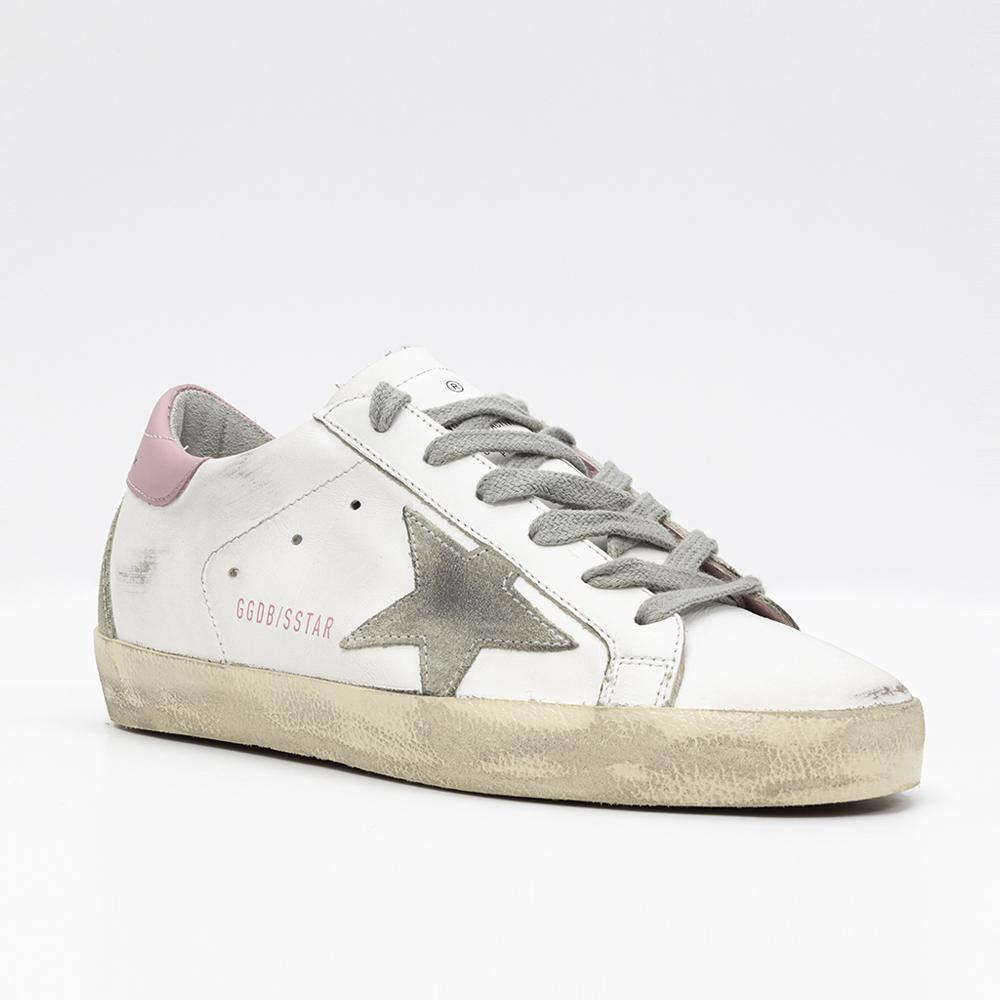 GOLDEN GOOSE Superstar Pink Tab White Leather Low-Top Sneakers Women