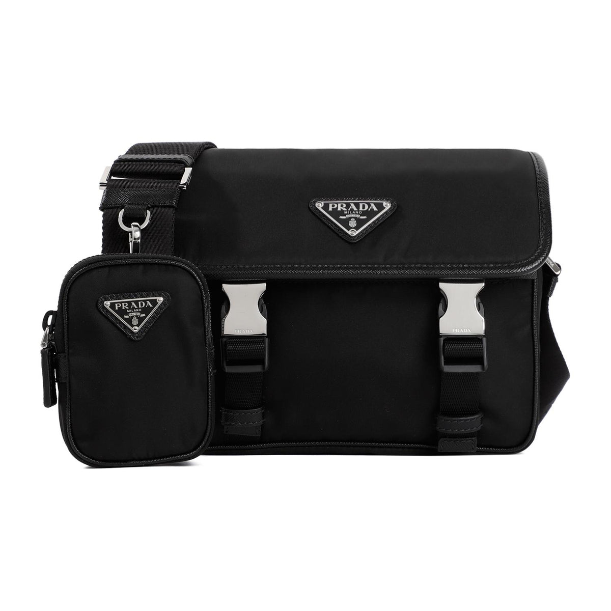 PRADA Black Leather Shoulder Crossbody Bag