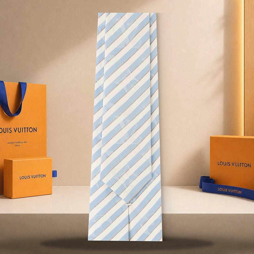 Louis Vuitton Light Blue Scholar Stripes Tie M98590