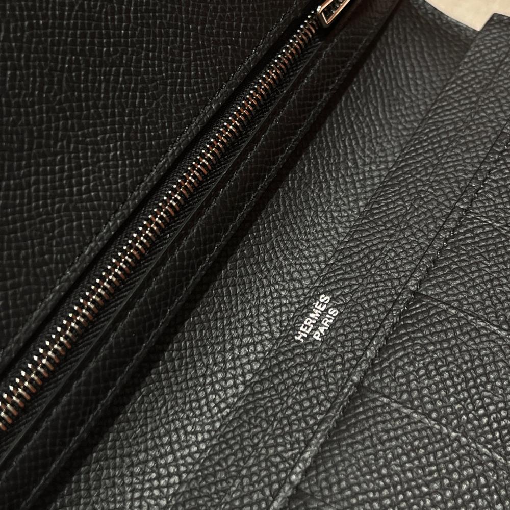 HERMES Epsom So Black Béarn Long Wallet Unisex