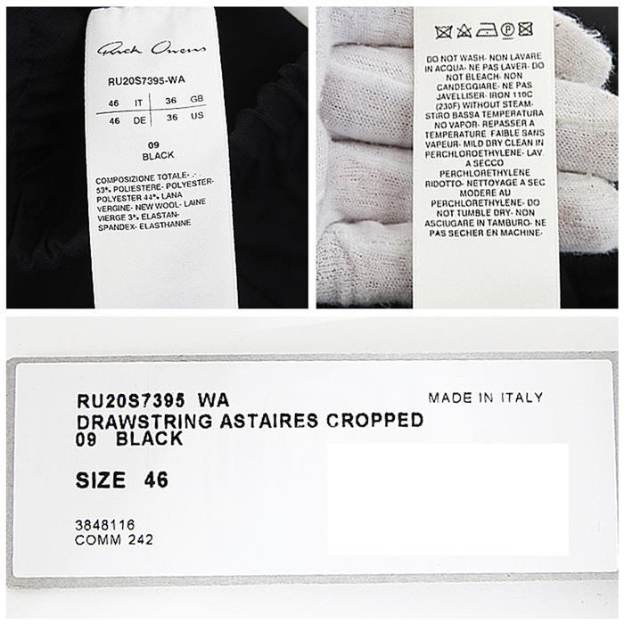 Rick Owens Astaire Cropped Classic Pants Black