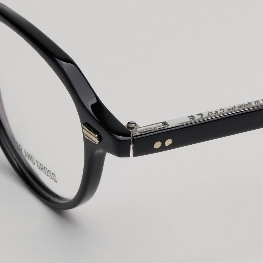 Cutler and Gross Black Round Acetate Eyeglass Frames Unisex CG1313V2 002