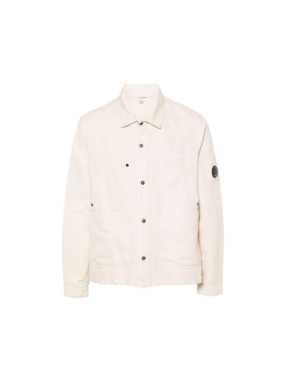 CP Company Cotton Linen Lens Overshirt Long Sleeve Shirt