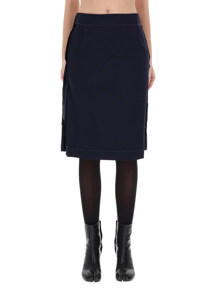 Maison Margiela Black Wool-Blend Midi Skirt