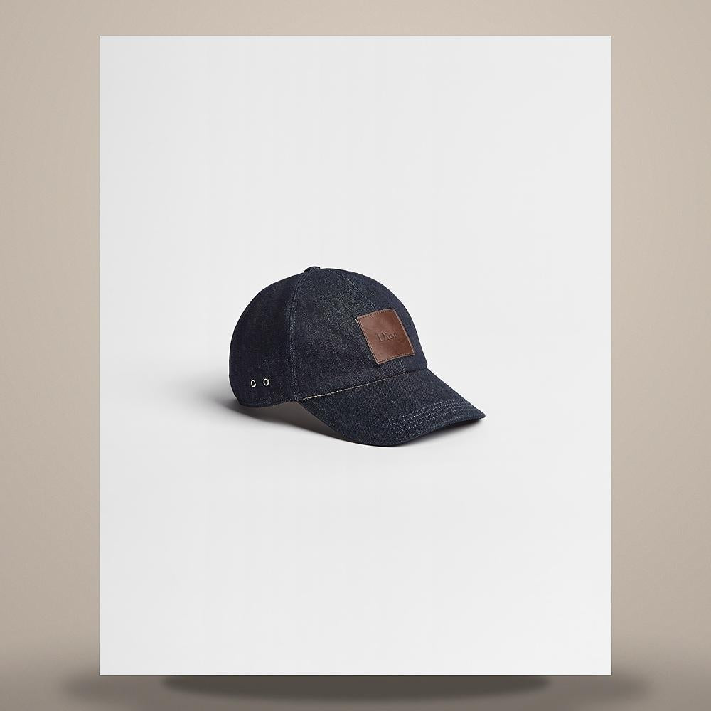 DIOR Deep Blue Cotton Denim Label Cap 693C906A3353 C587