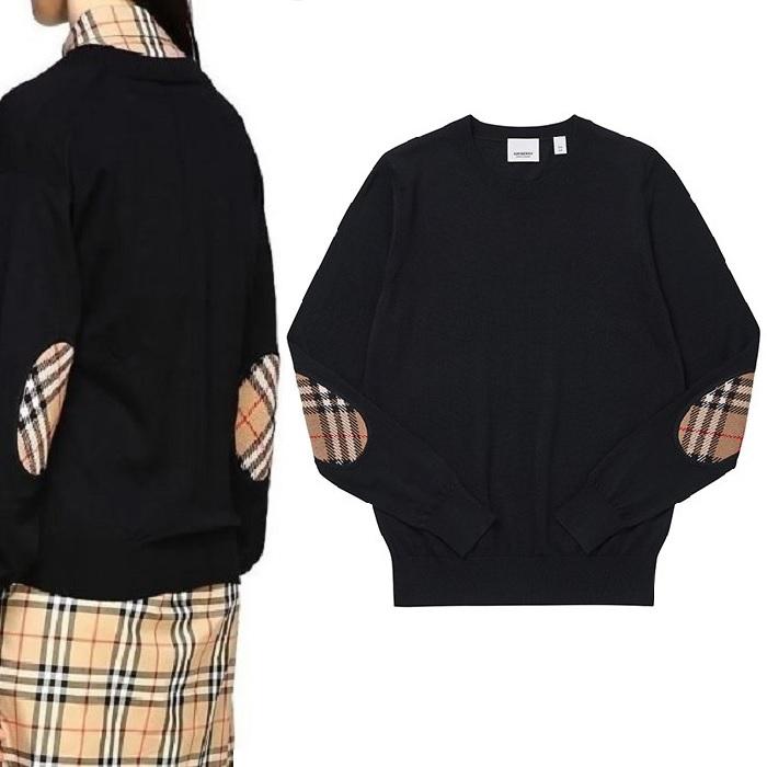 BURBERRY BEMPTON Elbow Patch Wool Crewneck Sweater Women 8075008 1