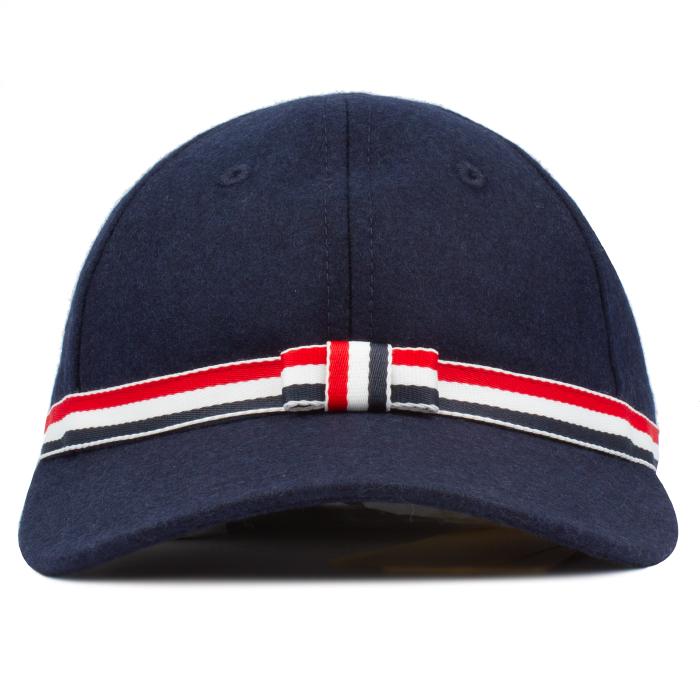 THOM BROWNE GG Bow Wool Baseball Cap Navy
