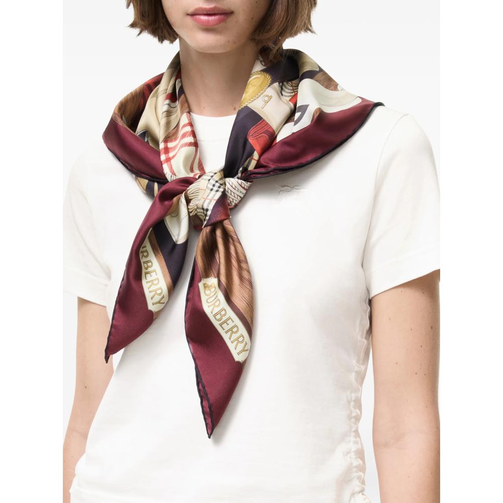 BURBERRY Beige Check Silk Scarf