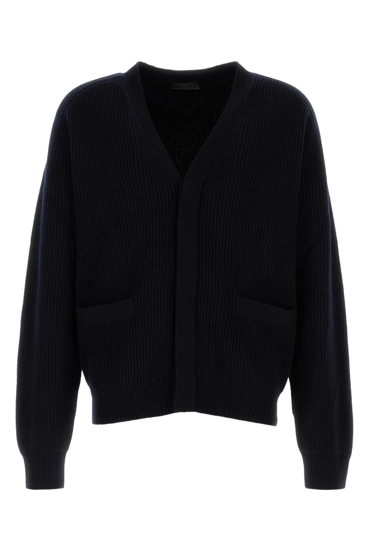 PRADA Black Wool Knit Cardigan for Men