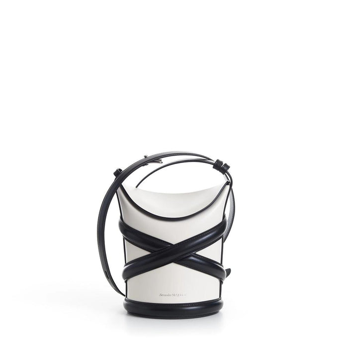 Alexander Mcqueen Small The Curve Bucket Bag Gray Leather Shoulder Bag