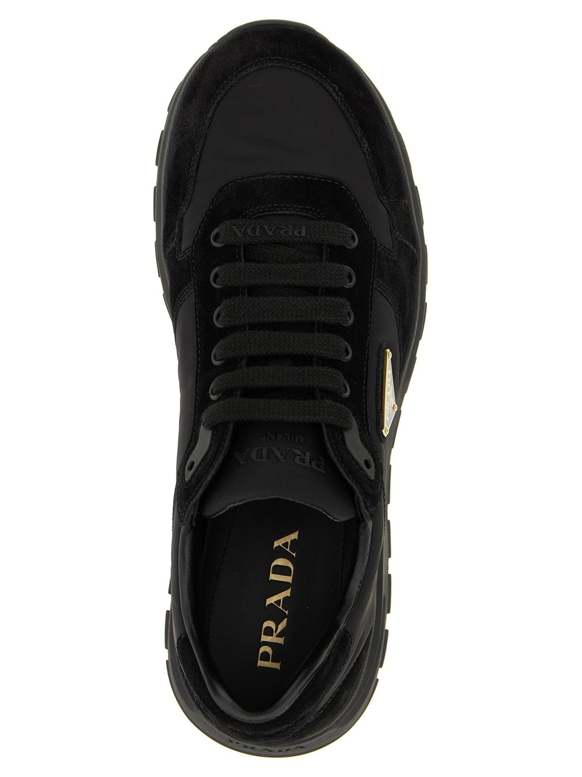 PRADA Black Leather Low-Top Sneakers