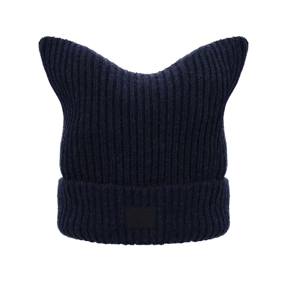 Acne Studios Unisex Knit Beanie Hat C40392 NAVY MELANGE