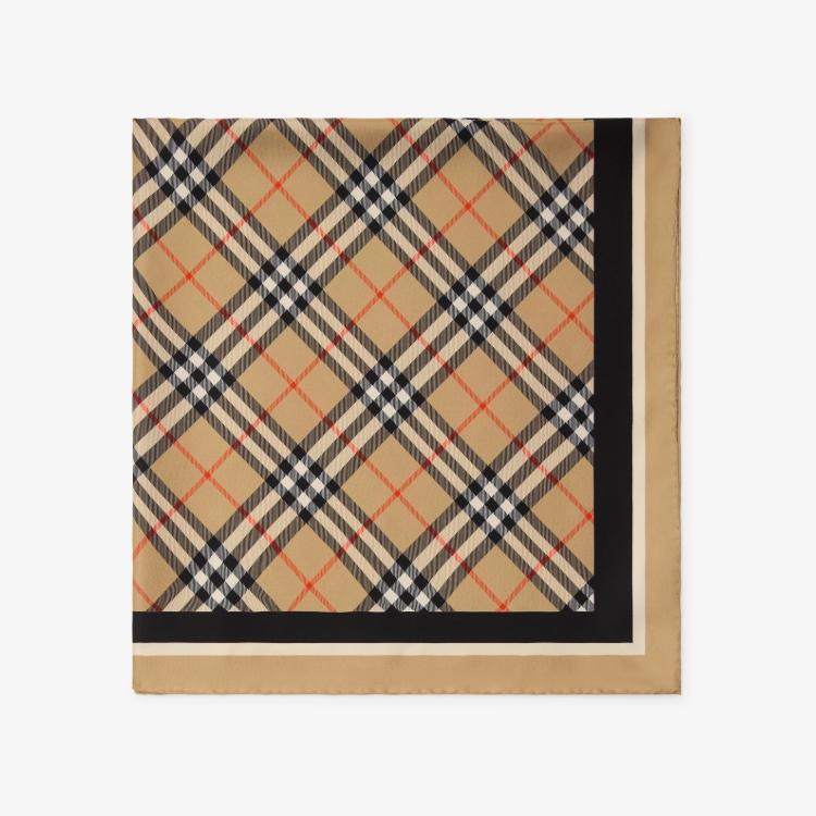 BURBERRY Check Silk Scarf Sand Beige