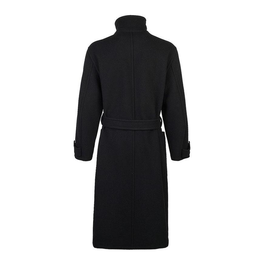 Lemaire Unisex Wrap Double-Breasted Wool Coat Black