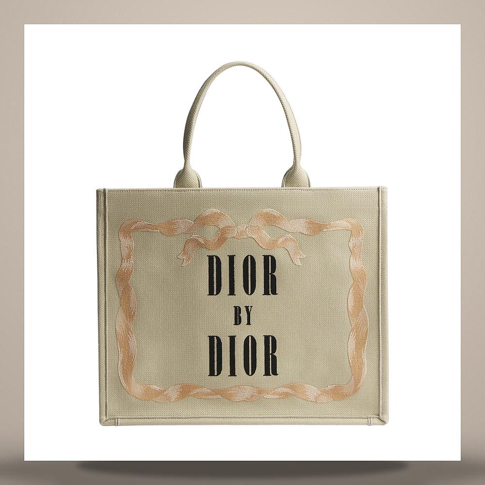 DIOR Beige Pink Black Embroidered Large Book Tote Bag M1349PEWL M38I