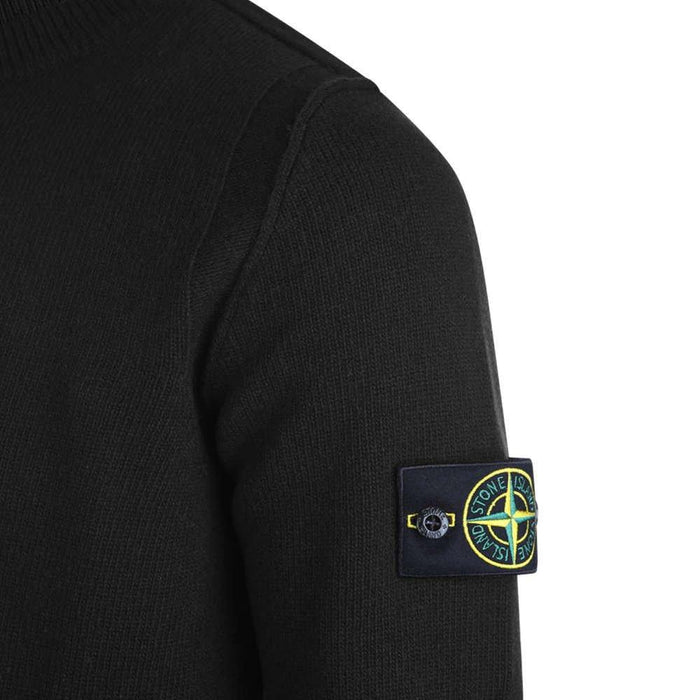 STONE ISLAND Black Woven Patch Round Neck Knit Sweater Unisex